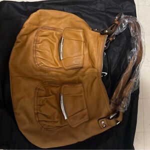 B. Makowsky Tan Leather Shoulder Bag